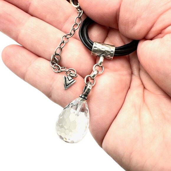 SILPADA Womens Necklace Black Leather Sterling Quartz Pendant N1494 Retired - Picture 1 of 3